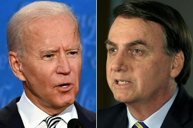 Biden e Bolsonaro lado a lado.